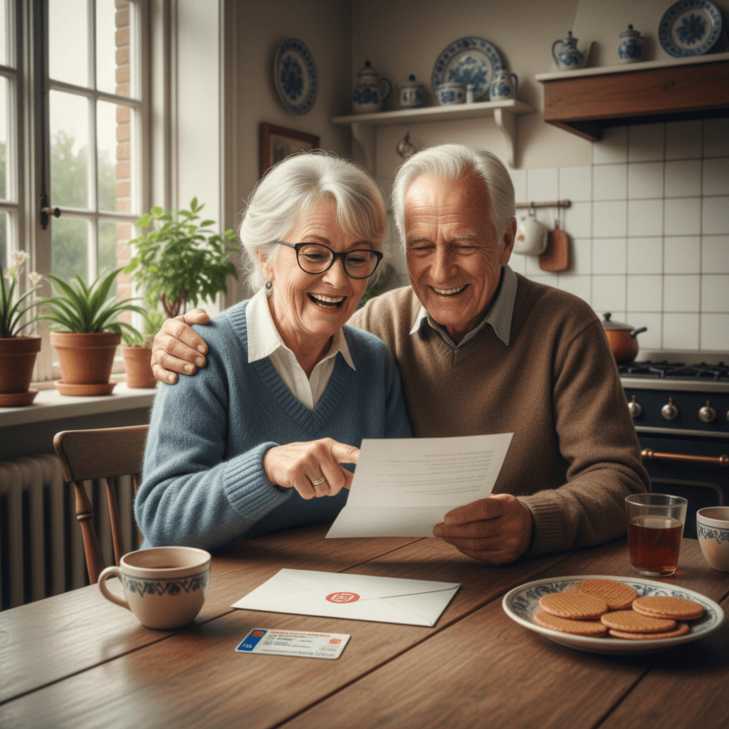 Ouder echtpaar leest brief van het CBR aan keukentafel