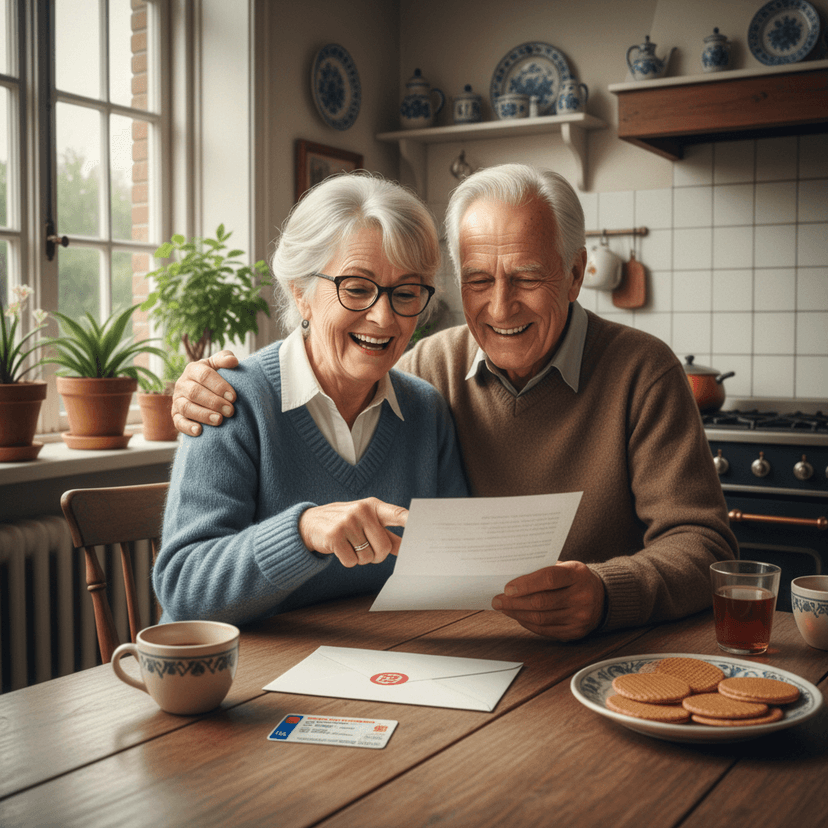 Ouder echtpaar leest brief van het CBR aan keukentafel