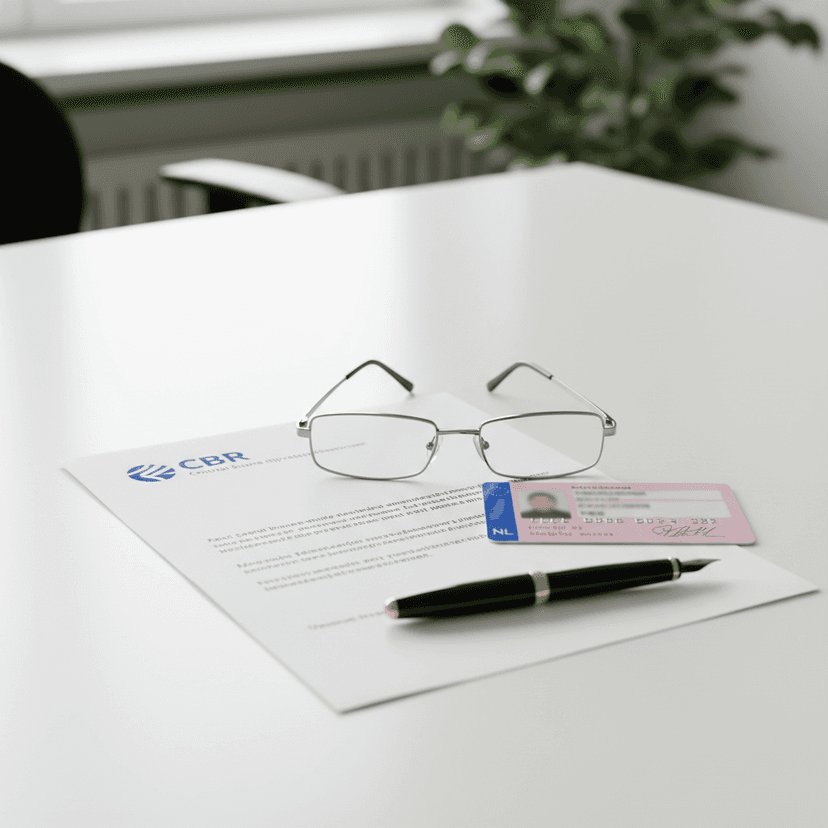 CBR documenten en rijbewijs op bureau
