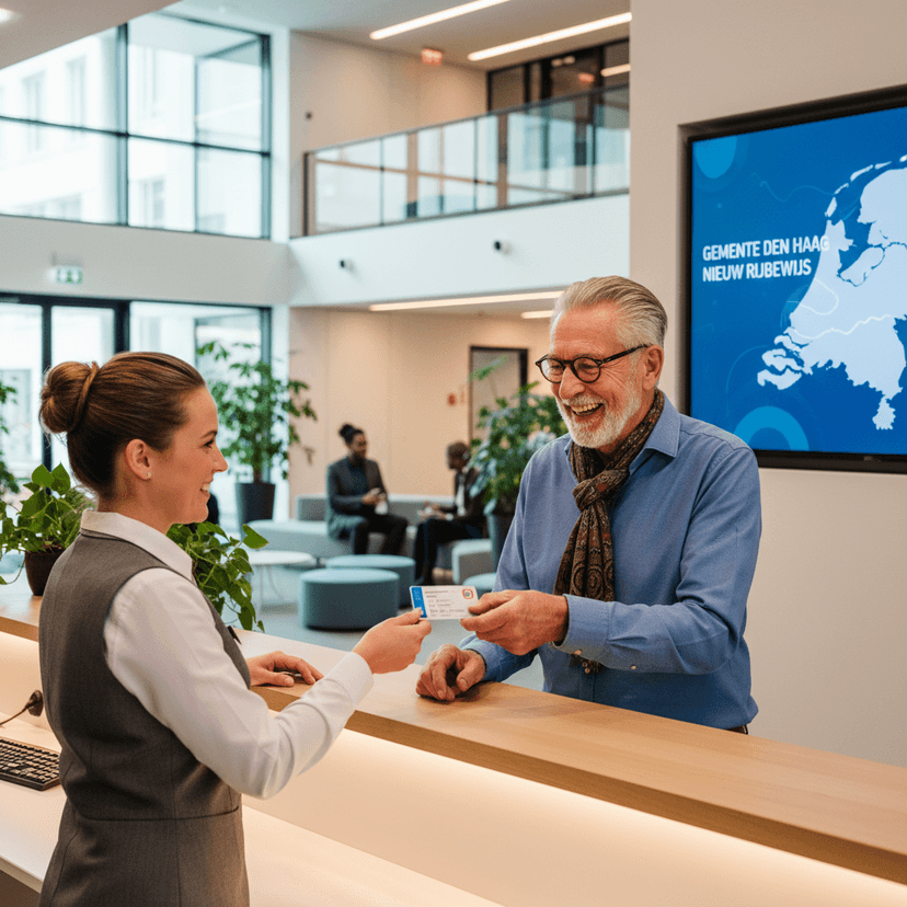 Senior ontvangt nieuw rijbewijs bij de gemeente